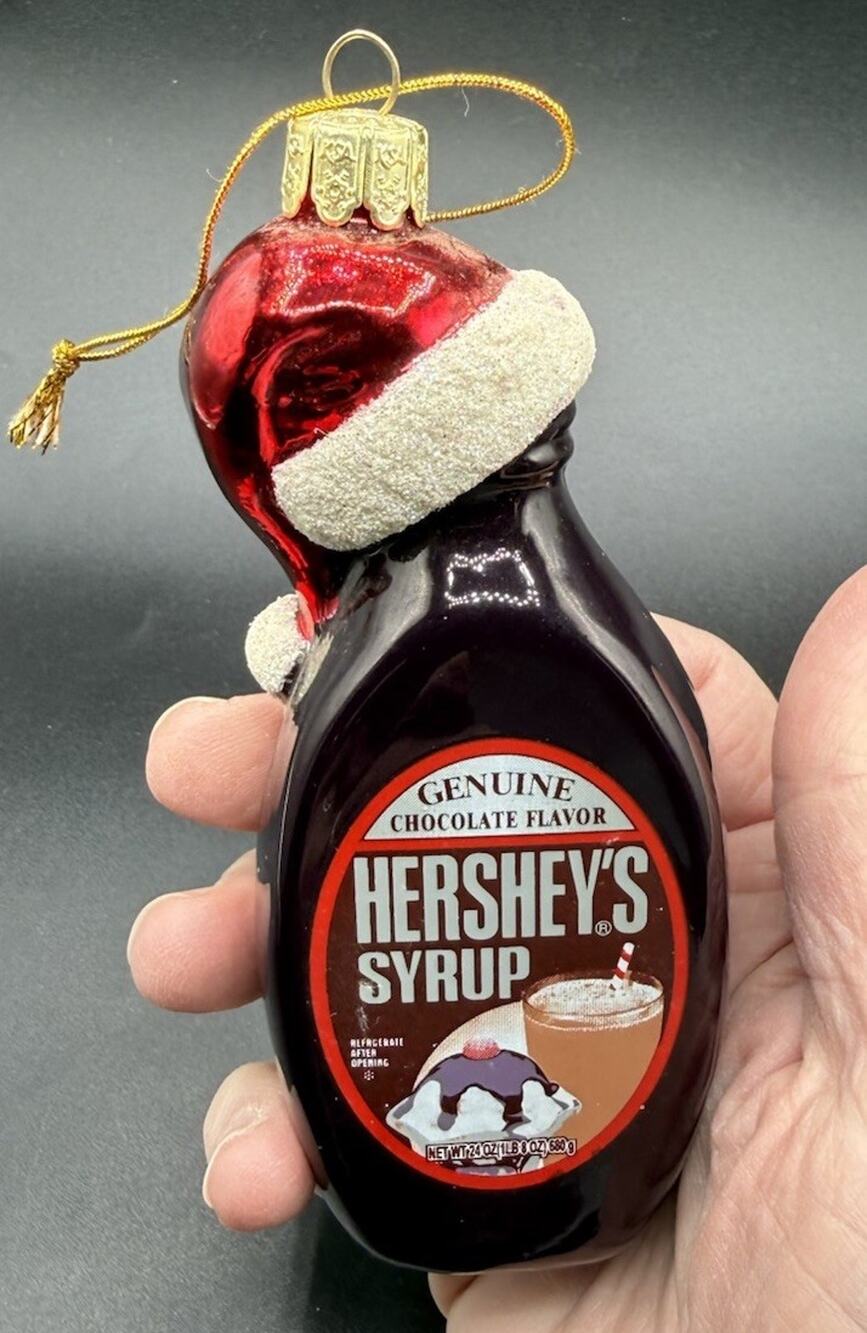 Kurt Adler Hershey's Chocolate Syrup Blown Glass Christmas Ornament EUC LO20